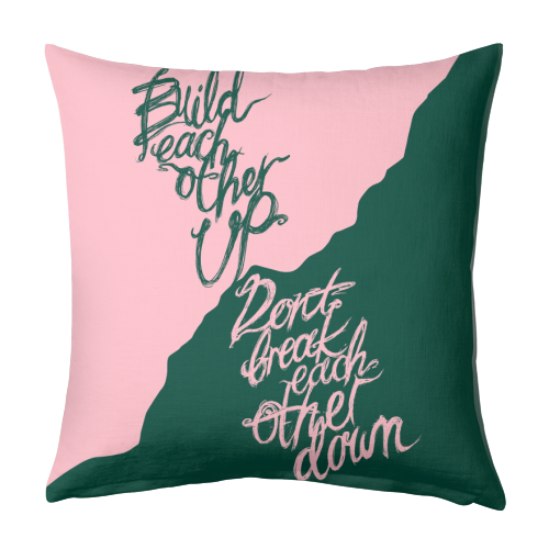 Build Don't Break - designed cushion by minniemorris art