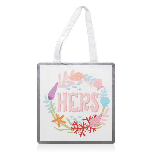 Hers illustrated lettering  - printed tote bag by Liv Wan