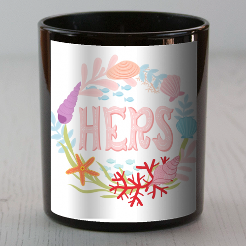 Hers illustrated lettering  - scented candle by Liv Wan