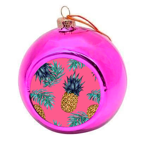 Pineapples - colourful christmas bauble by Charlotte Jade O'Reilly