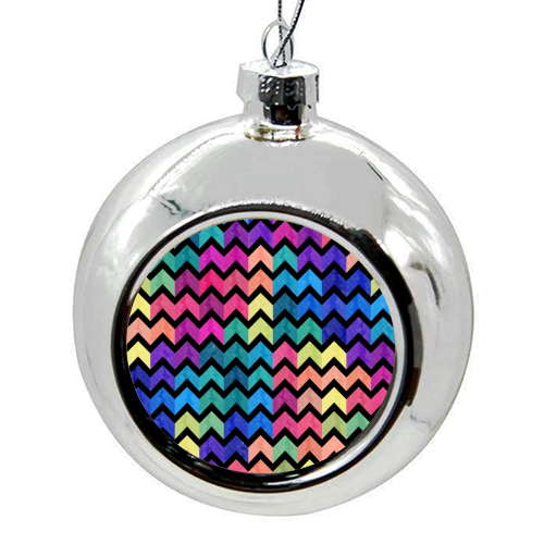 Colorful Chevron Pattern - colourful christmas bauble by Amir Faysal