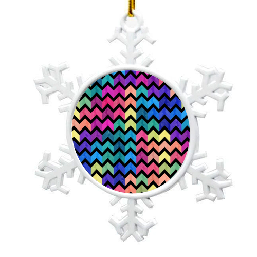 Colorful Chevron Pattern - snowflake decoration by Amir Faysal