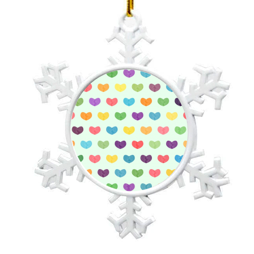 Colorful  Hearts II - snowflake decoration by Amir Faysal