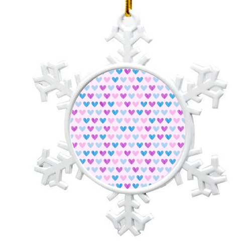 Colorful  Hearts  - snowflake decoration by Amir Faysal