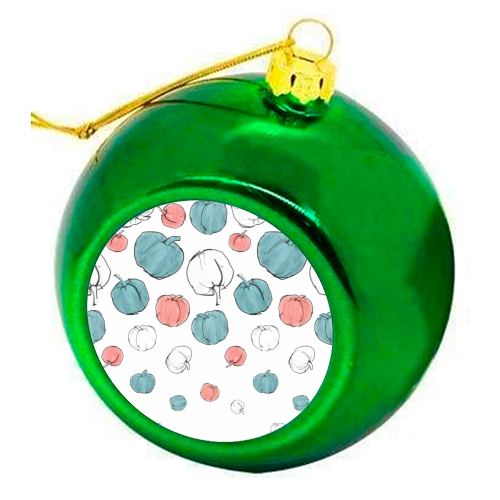 Pumpkins - Teal and Coral  - colourful christmas bauble by Eve Morgan
