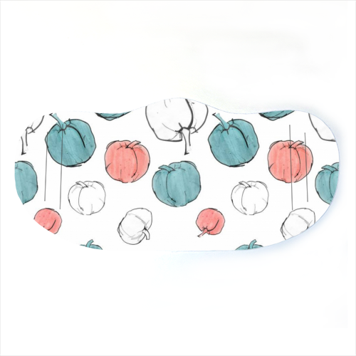 Pumpkins - Teal and Coral  - face cover mask by Eve Morgan