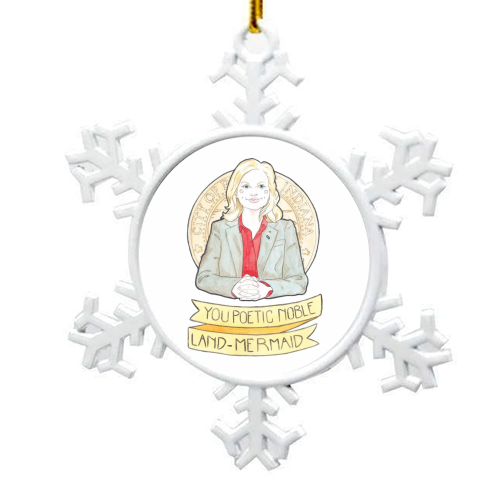 Leslie Knope of Parks & Rec Watercolor Illustration - snowflake decoration by A Rose Cast - Karen Murray