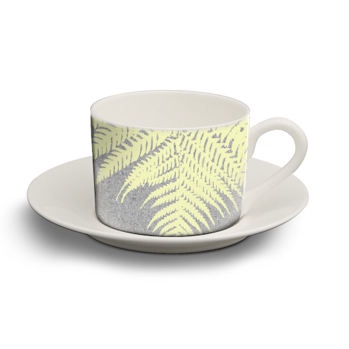 Concrete Fern Yellow - personalised cup and saucer by Emeline Tate