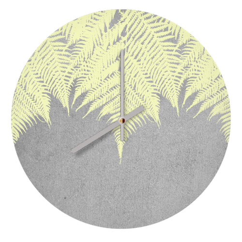 Concrete Fern Yellow - quirky wall clock by Emeline Tate
