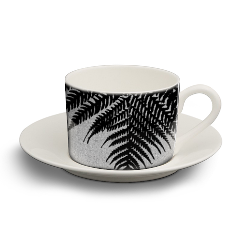 Concrete Fern Black - personalised cup and saucer by Emeline Tate