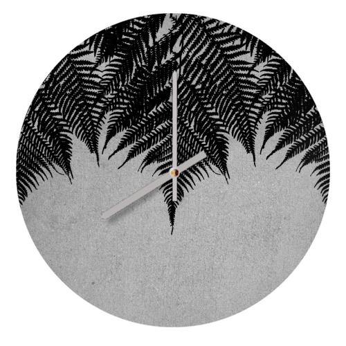 Concrete Fern Black - quirky wall clock by Emeline Tate