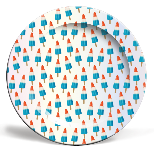 Blue Rockets - ceramic dinner plate by LozMac