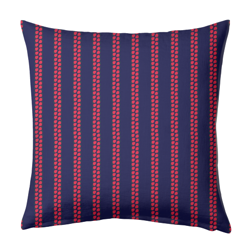 Strawberry Stripes Pattern - StripeV/Navy - designed cushion by J. Diener