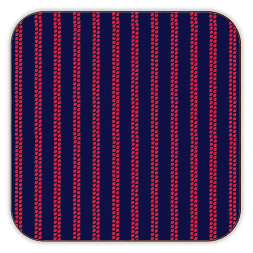 Strawberry Stripes Pattern - StripeV/Navy - personalised beer coaster by J. Diener