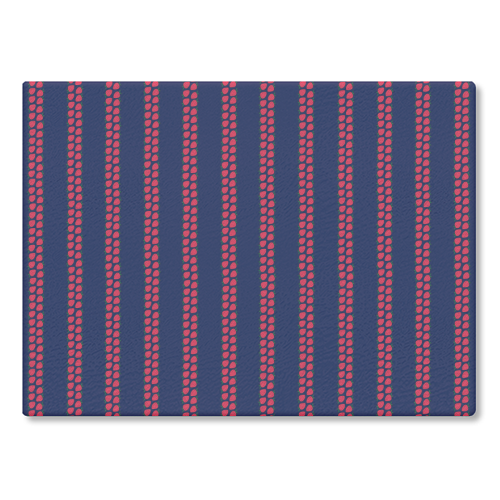 Strawberry Stripes Pattern - StripeV/Navy - glass chopping board by J. Diener