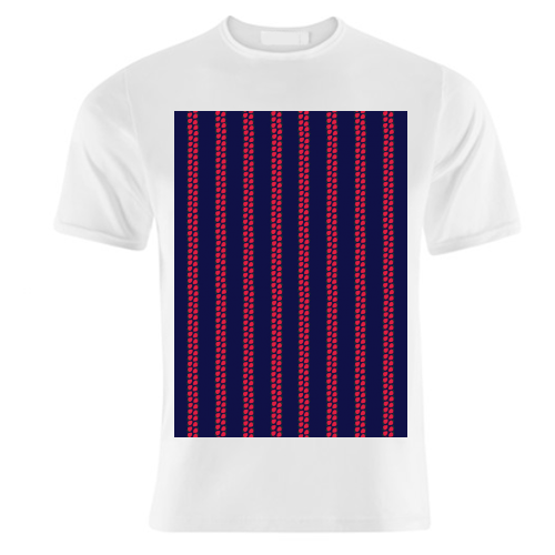Strawberry Stripes Pattern - StripeV/Navy - unique t shirt by J. Diener