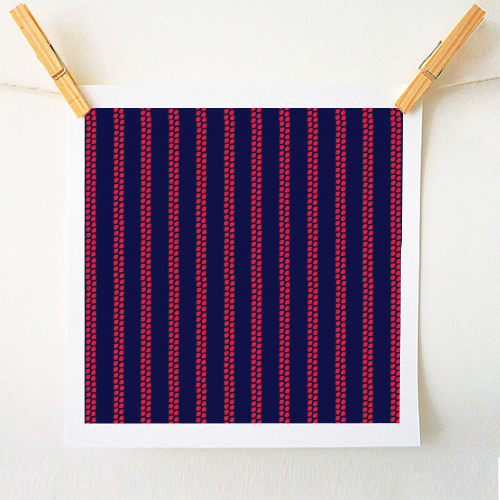 Strawberry Stripes Pattern - StripeV/Navy - A1 - A4 art print by J. Diener
