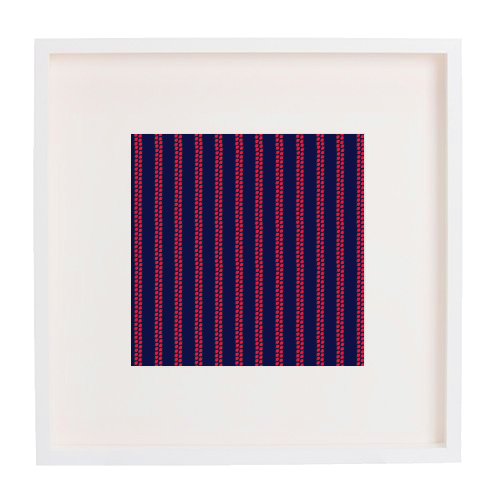 Strawberry Stripes Pattern - StripeV/Navy - framed poster print by J. Diener