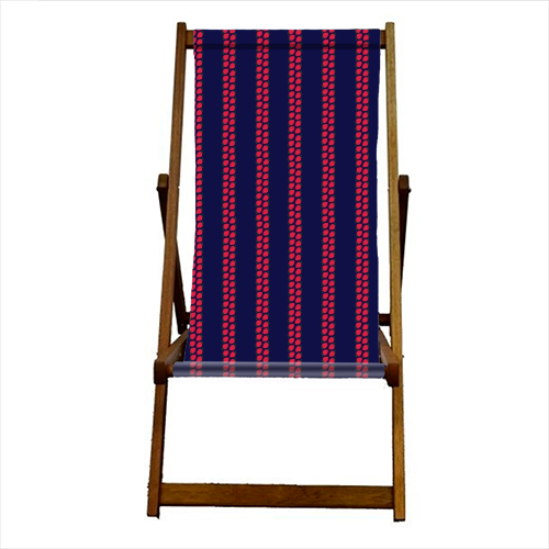 Strawberry Stripes Pattern - StripeV/Navy - canvas deck chair by J. Diener