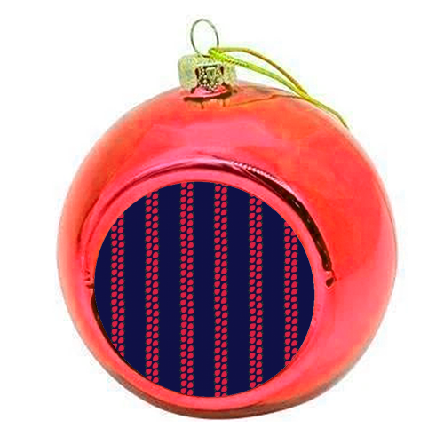 Strawberry Stripes Pattern - StripeV/Navy - colourful christmas bauble by J. Diener