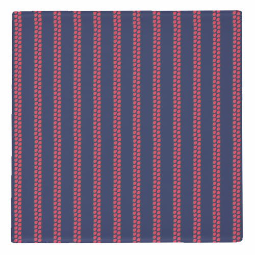 Strawberry Stripes Pattern - StripeV/Navy - personalised beer coaster by J. Diener