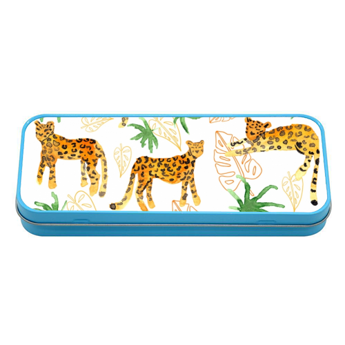 Jungle Leopards - tin pencil case by Michelle Walker