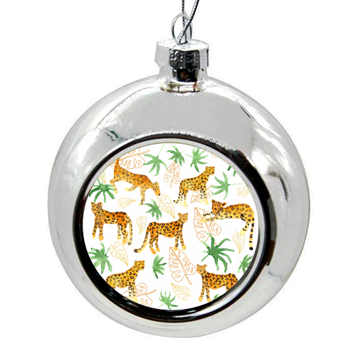 Jungle Leopards - colourful christmas bauble by Michelle Walker