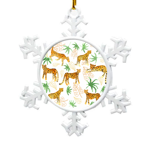 Jungle Leopards - snowflake decoration by Michelle Walker