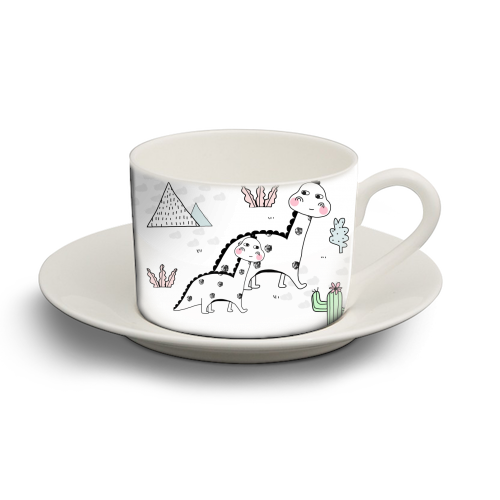 Dino Tribe - personalised cup and saucer by Nichola Cowdery