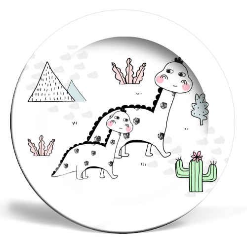 Dino Tribe - ceramic dinner plate by Nichola Cowdery