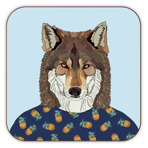 Pineapple Wolf - personalised beer coaster by Casey Rogers