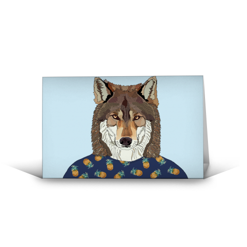 Pineapple Wolf - funny greeting card by Casey Rogers