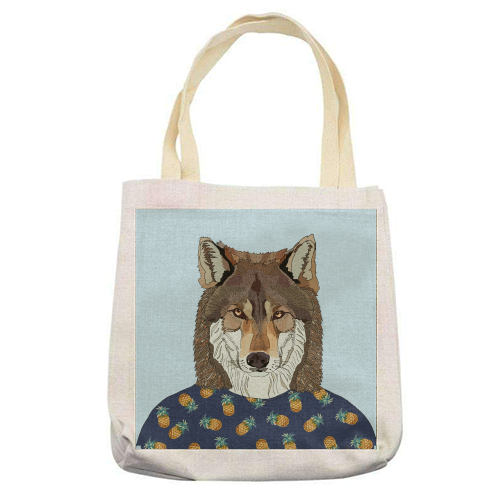 Pineapple Wolf - printed tote bag by Casey Rogers
