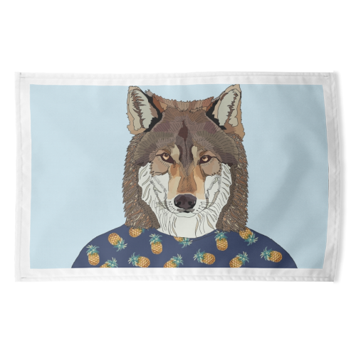 Pineapple Wolf - funny tea towel by Casey Rogers