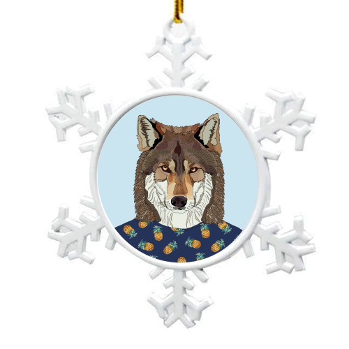 Pineapple Wolf - snowflake decoration by Casey Rogers
