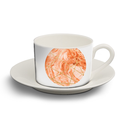 Peach Sphere - personalised cup and saucer by Uma Prabhakar Gokhale