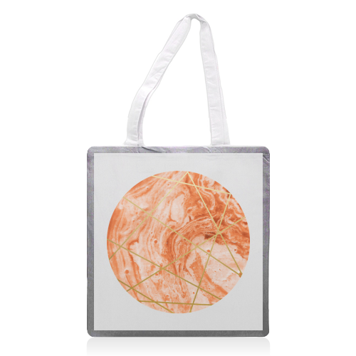 Peach Sphere - printed tote bag by Uma Prabhakar Gokhale