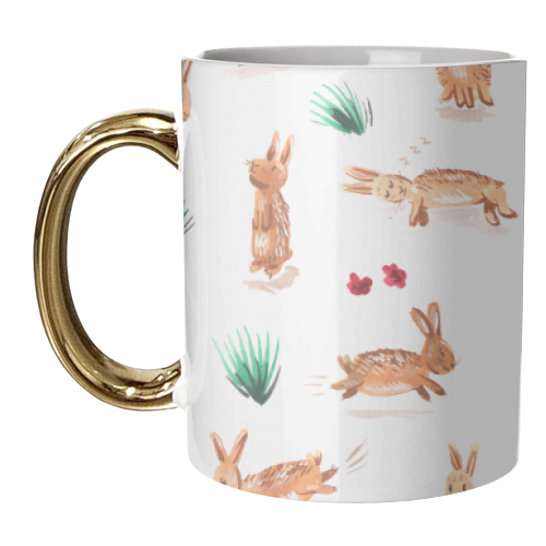 Bunny Pattern - unique mug by Amy Harwood