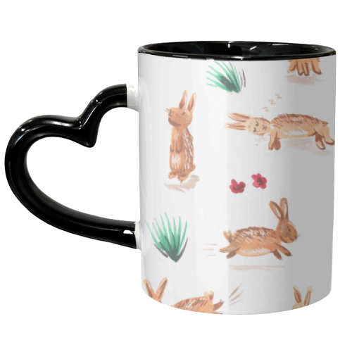 Bunny Pattern - unique mug by Amy Harwood