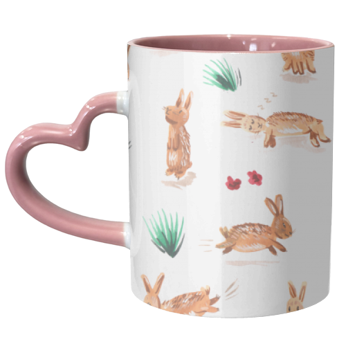 Bunny Pattern - unique mug by Amy Harwood