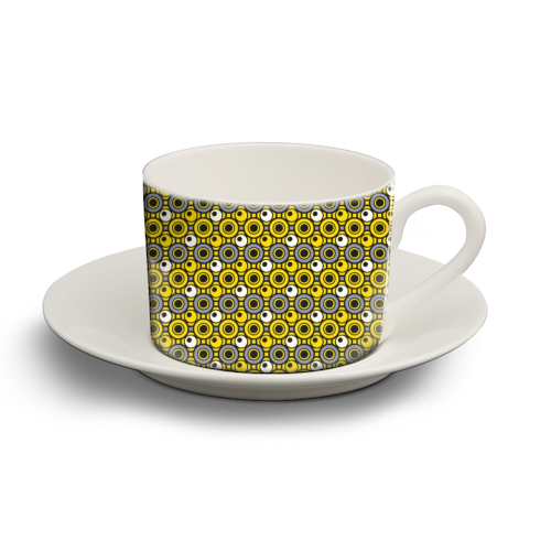 Dot in Yellow and Grey - personalised cup and saucer by MarshallWild