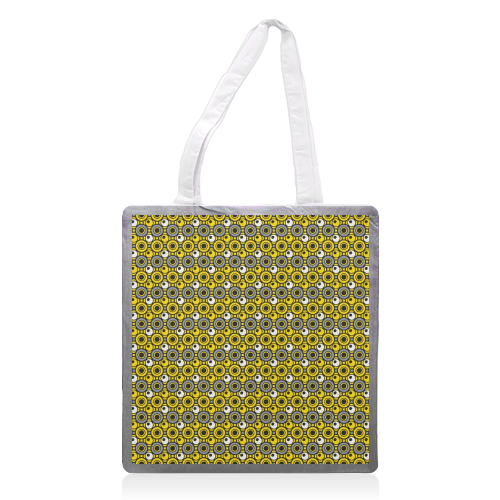 Dot in Yellow and Grey - printed tote bag by MarshallWild