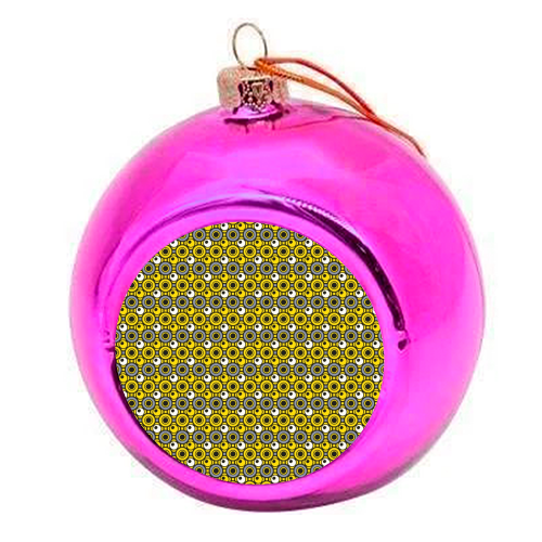 Dot in Yellow and Grey - colourful christmas bauble by MarshallWild