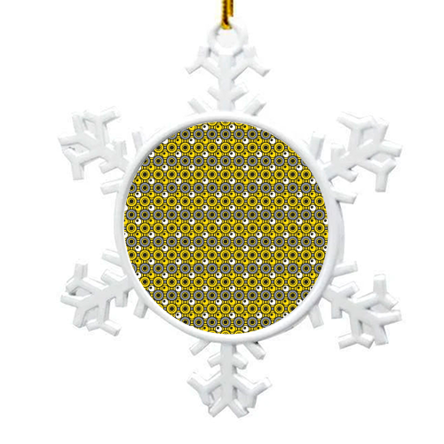 Dot in Yellow and Grey - snowflake decoration by MarshallWild
