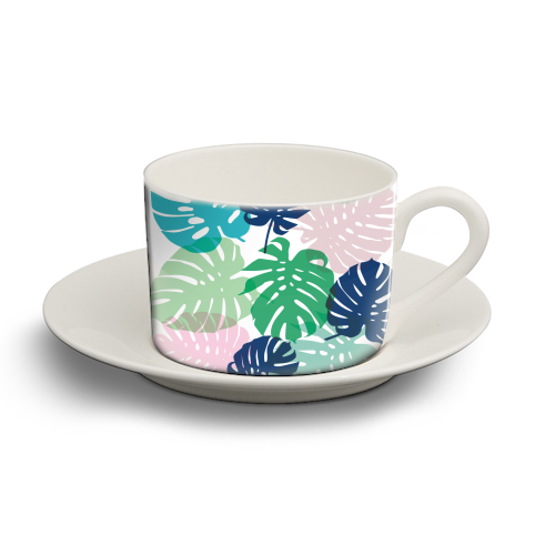 Tropical Monstera - personalised cup and saucer by Michelle Walker