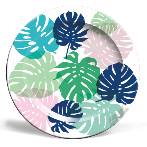 Tropical Monstera - ceramic dinner plate by Michelle Walker