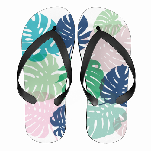 Tropical Monstera - funny flip flops by Michelle Walker