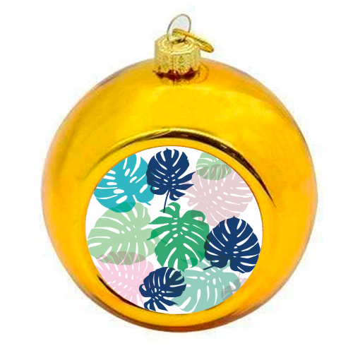 Tropical Monstera - colourful christmas bauble by Michelle Walker