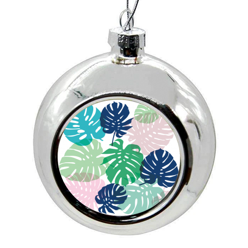 Tropical Monstera - colourful christmas bauble by Michelle Walker