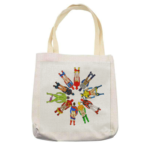 Superhero Butts Circular Round - printed tote bag by Notsniw Art